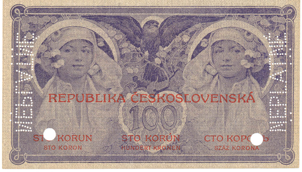 100 Korun 1919 (bankovní vzor) - avers