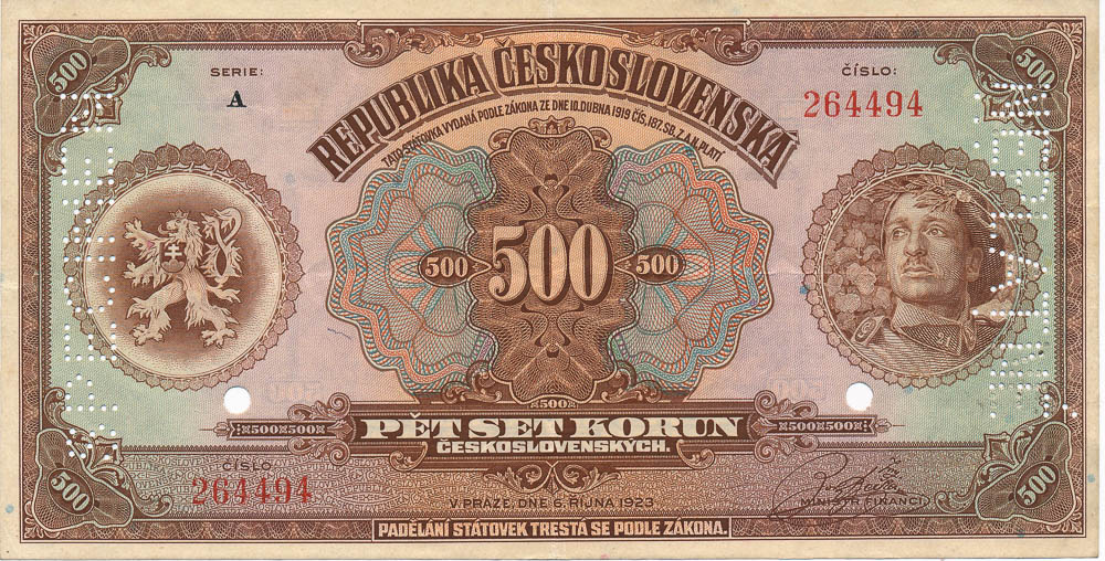 500 Kč 1919 (bankovní vzor) - avers