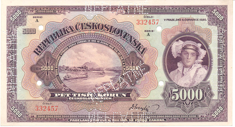 5000 Kč 1920 (bankovní vzor) - avers