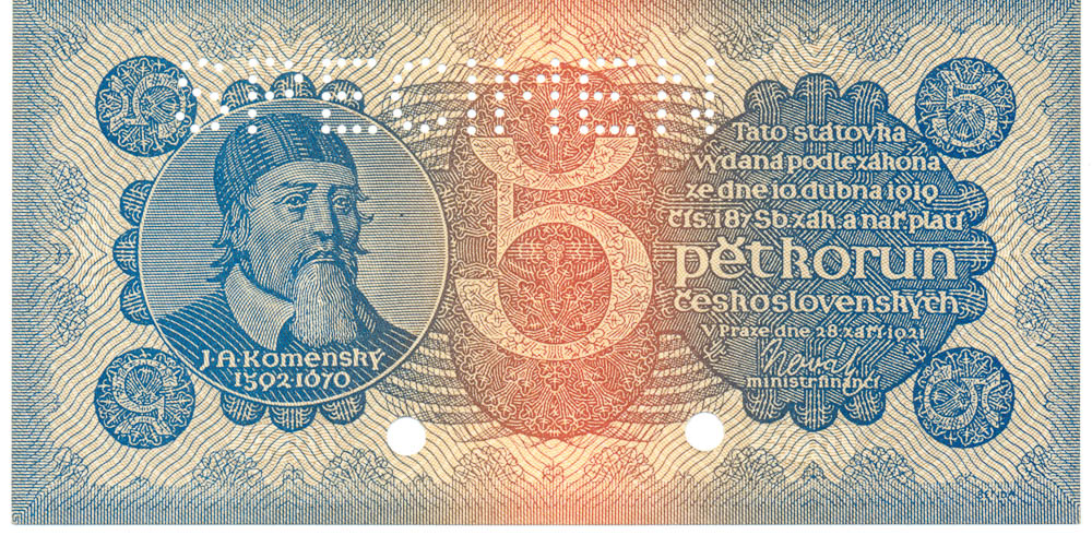 5 Kč 1921 (bankovní vzor) - avers