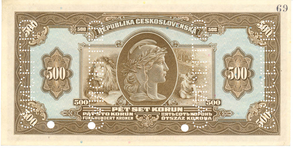 500 Kč 1923 (anulát) - revers