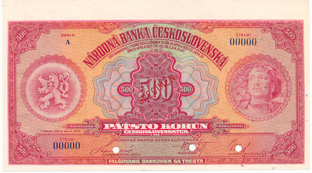 500 Koruna 1929 (annulus MAJA) - front
