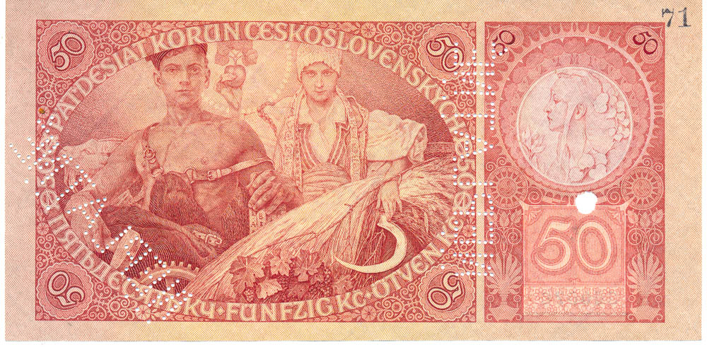50 Koruna 1929 (bank specimen) - back