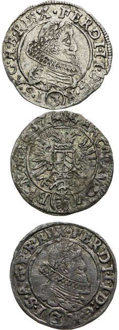 3 Grajciar 1633, 1635, 1637 (3 ks) - averz