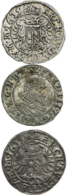 3 Grajciar 1633, 1635, 1637 (3 ks) - reverz