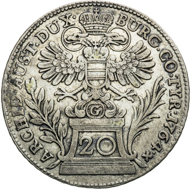20 Kreutzer 1764 - back
