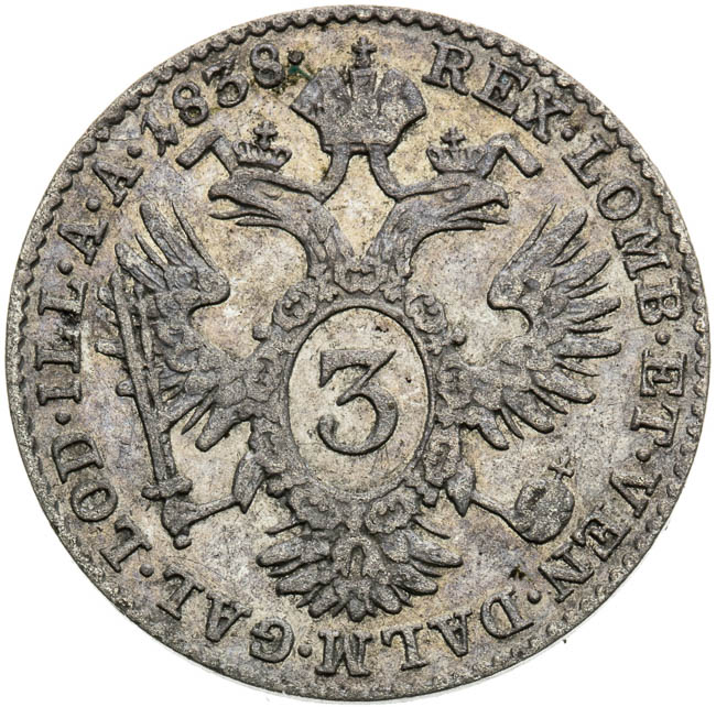 3 Kreutzer 1838 - back