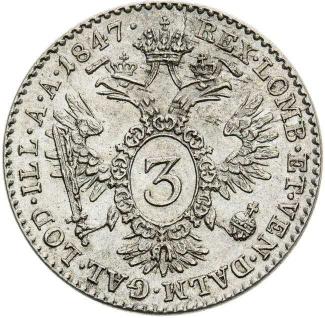 3 Kreutzer 1847 - back