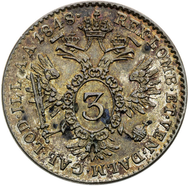 3 Kreutzer 1848 - back