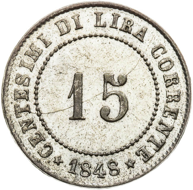 15 Centisimo 1848 - back