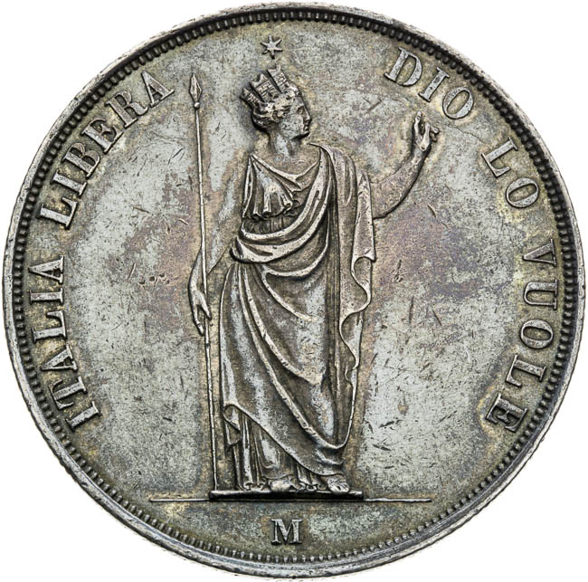 5 Lira 1848 - front