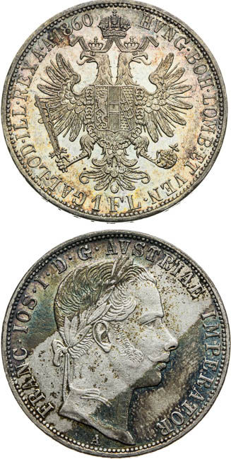 Gulden 1859 A, 1860 A (2 pcs) - back