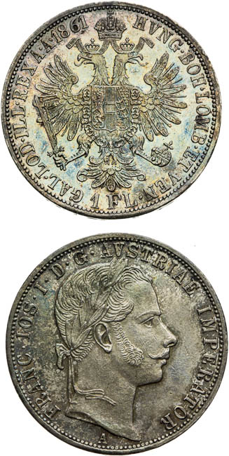 Gulden 1860 A, 1861 A (2 pcs) - back