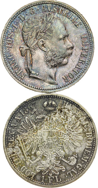 Gulden 1867 A, 1882 (2 pcs) - front