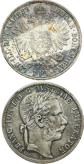 Gulden 1867 A, 1882 (2 pcs) - back