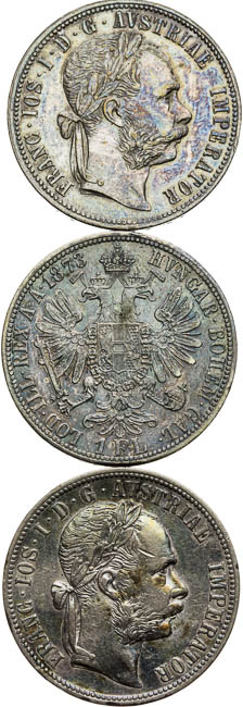 Gulden 1873, 1881, 1888 (3 pcs) - front