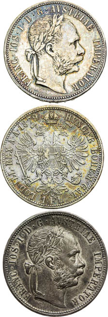 Gulden 1877, 1878, 1879 (3 pcs) - front