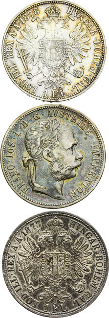 Gulden 1877, 1878, 1879 (3 pcs) - back