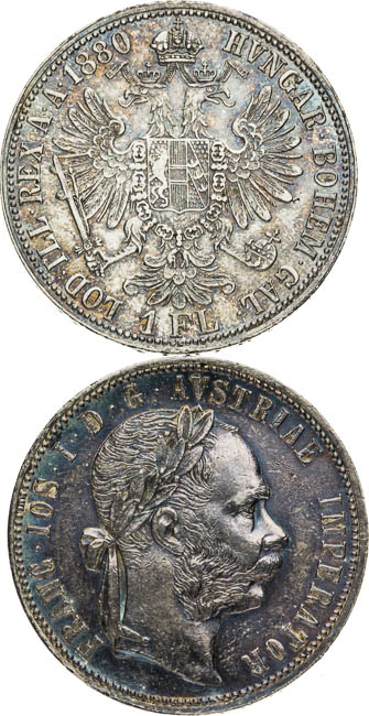 Gulden 1880, 1884 (2 pcs) - back