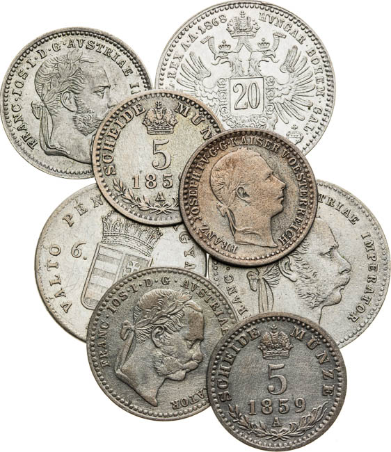 Silver coins (8 pcs) - front