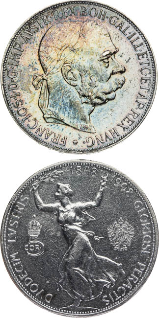 5 Corona 1900, 1848-1908 (2 pcs) - front