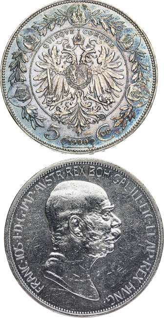5 Corona 1900, 1848-1908 (2 pcs) - back