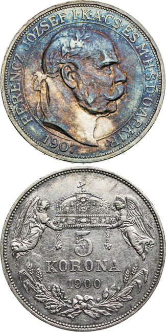 5 Corona 1900, 1907 (2 pcs) - front
