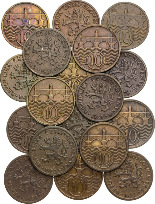 Lot of 10 Heller coins (18 pcs) - front