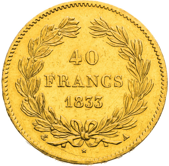 40 Frank 1833 - reverz