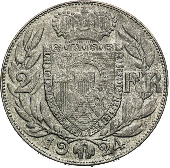 2 Francs 1924 - back
