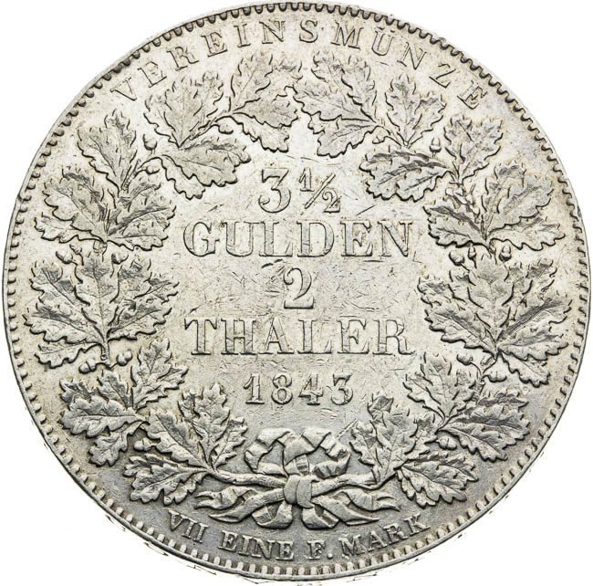 2 Toliar 1843 - averz
