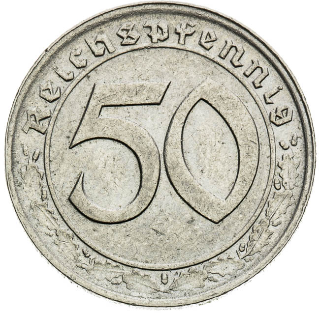 50 Pfennig 1939 G - back
