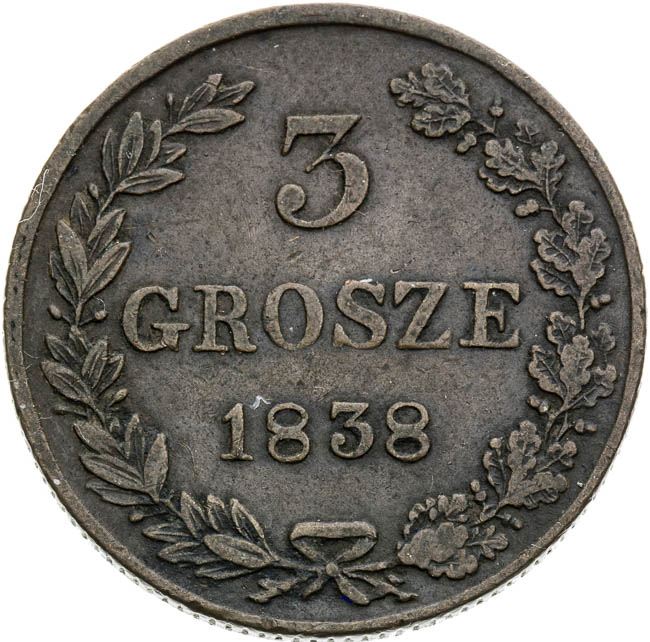 3 Groschen 1838 MW - back