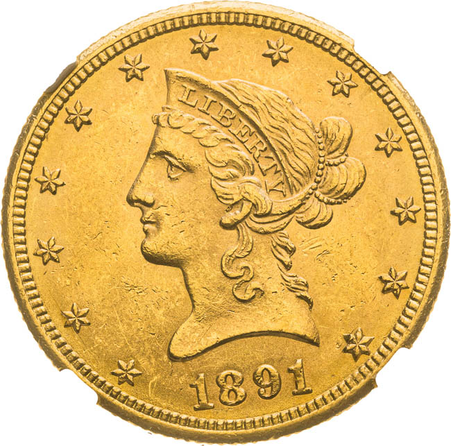 10 Dolar 1891 CC - averz