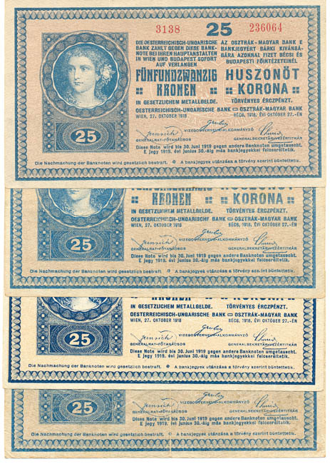Lot 25 Korona 1918 (4 pcs) - front