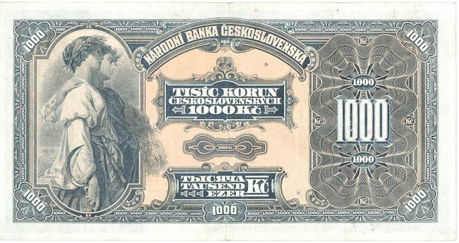 1000 Koruna 1932 B - back