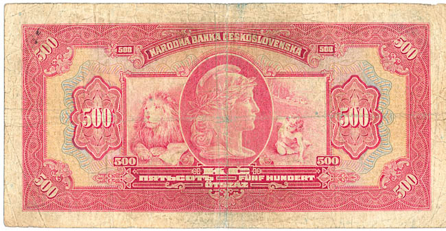 500 Koruna 1929 A - back