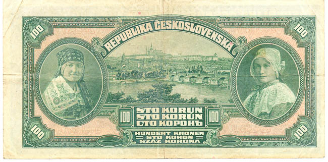 100 Koruna 1920 Ak - back