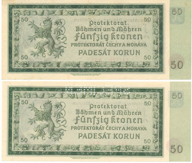 Lot 50 Koruna 1940 (2 pcs) - back