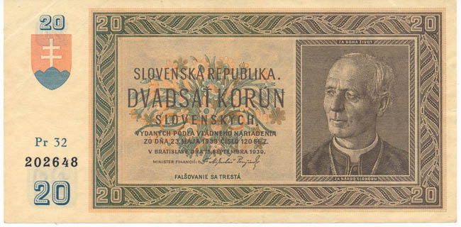 20 Koruna 1939 Pr 32 - front