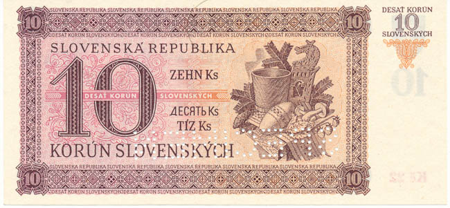 10 Koruna 1943 Kč 22  (perforated) - back