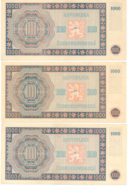 Lot 1000 Koruna 1945 (3 pcs) - back