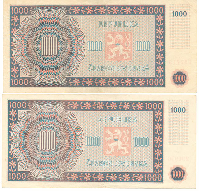 Lot 1000 Koruna 1945 (2 pcs) - back