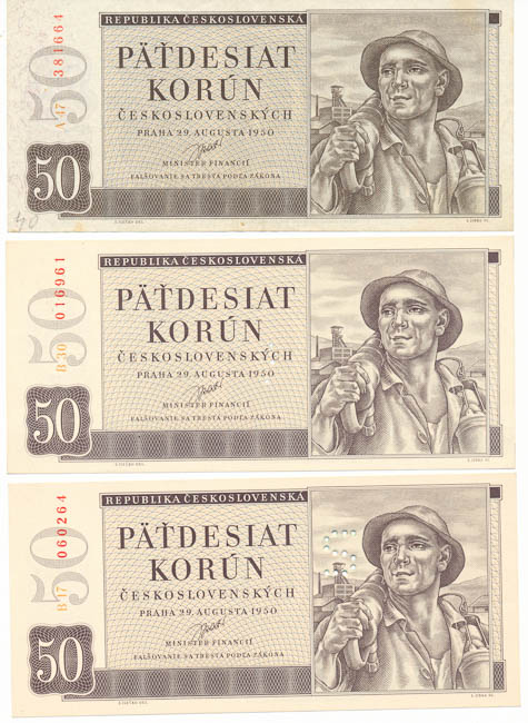 Lot 50 Koruna 1950 (3 pcs) - front