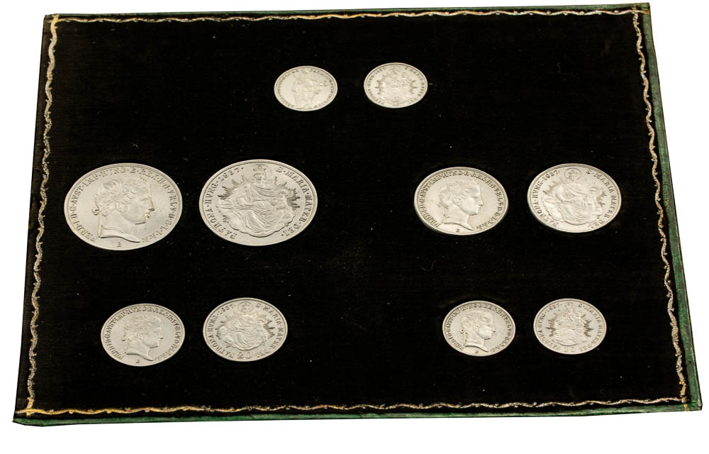 Set of tin strikes of the obverse and reverse of 1837 coins in an album (20 pcs) - back