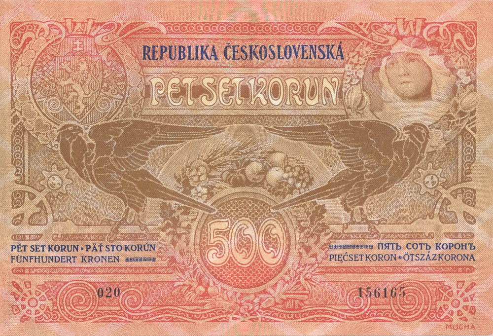 500 Kč 1919 (falzifikát) - averz