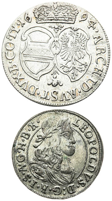 VI Kreutzer 1694, 3 Kreutzer 1671 (2 pcs) - back