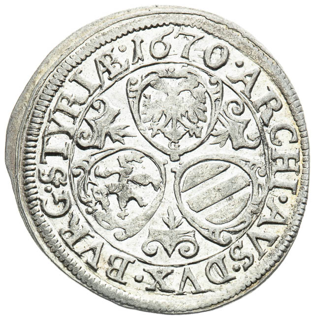 3 Kreutzer 1670 - back