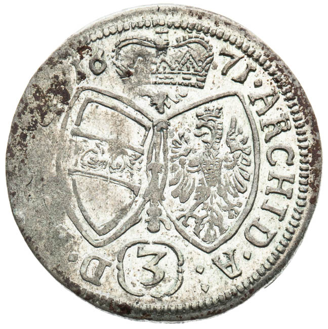 3 Kreutzer 1671 - back