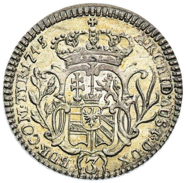 3 Kreutzer 1745 - back